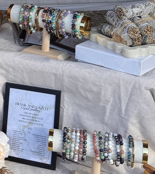 Assorted handmade crystal bracelets